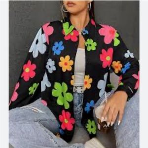 Plus floral print button front shirt